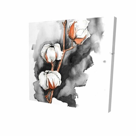 FONDO 16 x 16 in. Cotton Flowers on A Black Background-Print on Canvas FO2788426